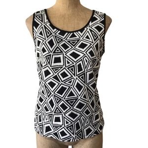 Frank Lyman Design Black White Geometric Top Blouse Women's US Size 8 Montreal